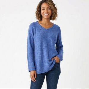 Flax Linen Chambray Long Sleevw Flowy Top Organic Blue Size Medium